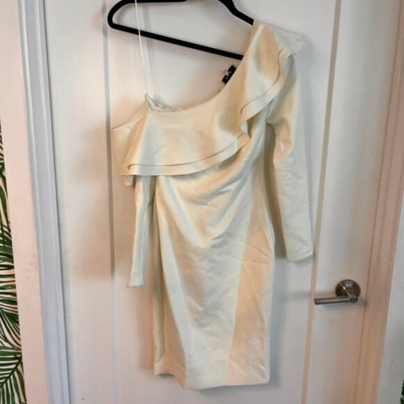 Likely White Draped Ruffle Overlay Georgina Mini Dress Size 0 - Picture 4 of 12